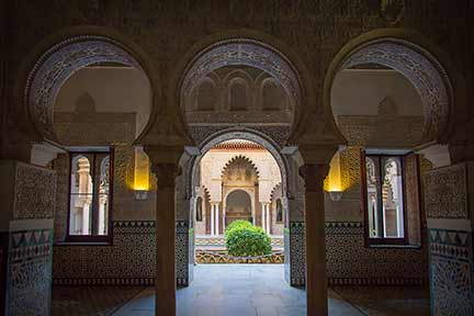 three arches in Seville Alcazar